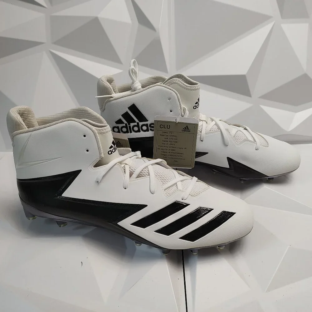 Adidas Mens Football Cleats 17 White Black Shoe Lacrosse High Molded Athletic - Picture 3 of 11